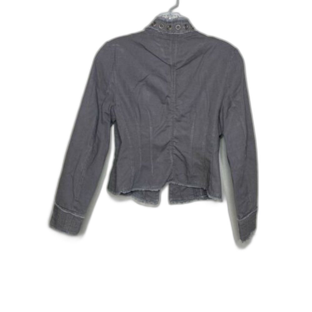 Unique Spectrum Military Style Jacket Women’s Small Gray Cotton Grommet - Picture 3 of 7